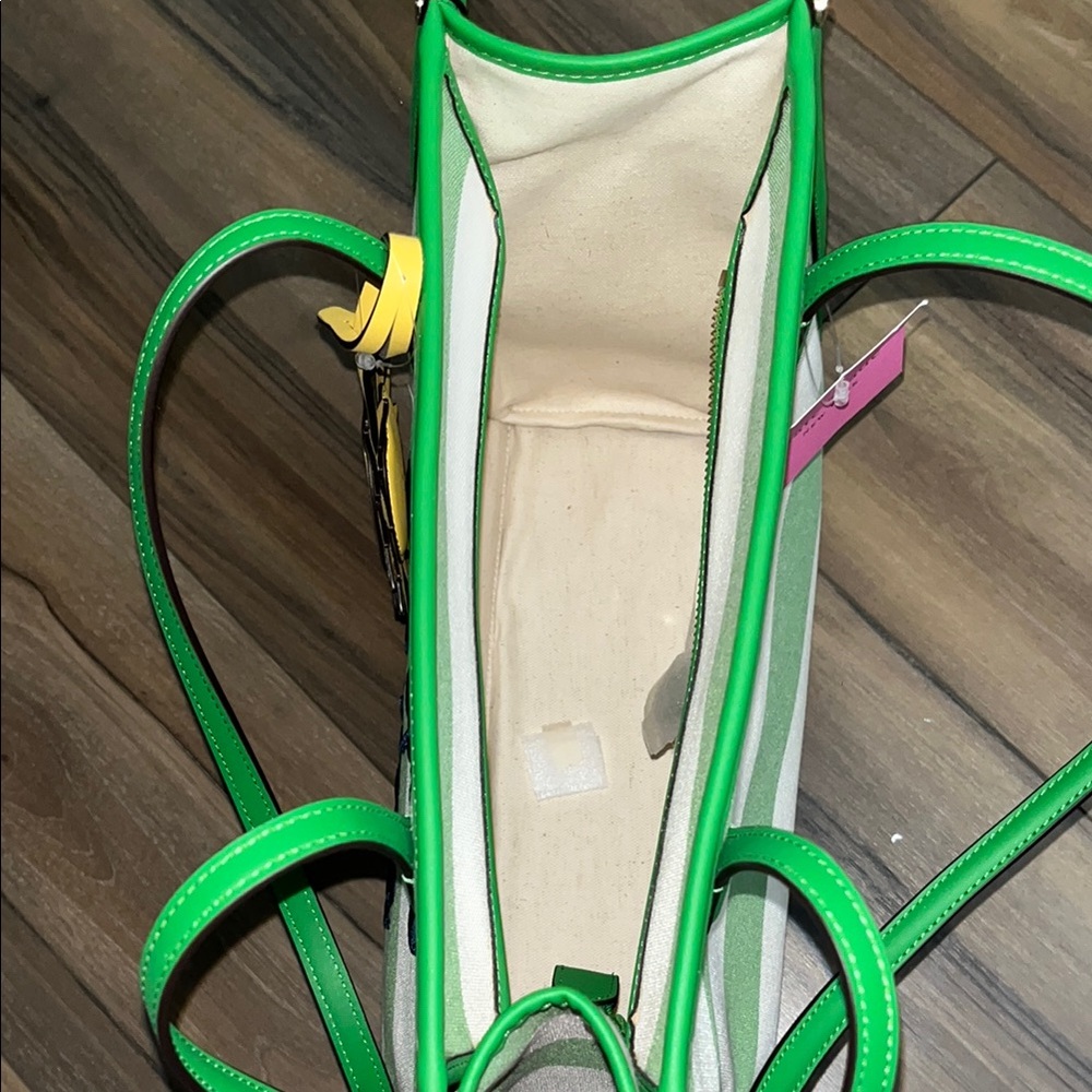 *SOLD* Kate Spade Green and White Cabana Tote - Picture 6 of 12